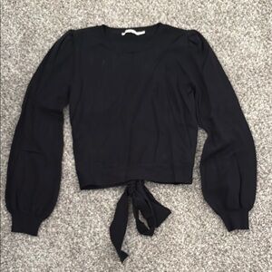 Miami Black Puff Sleeve Crop Sweater